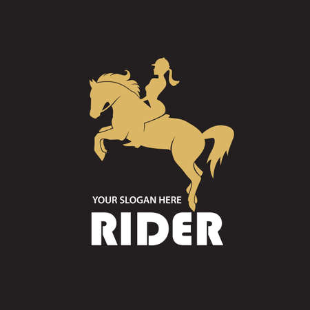 monochrome icon of horse and woman isolated on black backgroundのイラスト素材