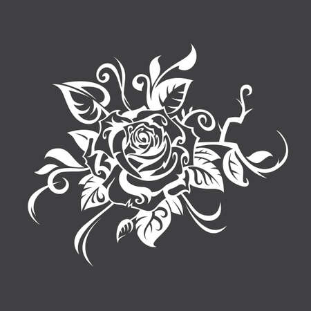 image of white rose bud isolated on black backgroundのイラスト素材