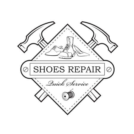 shoe repair workshop emblem isolated on white backgroundのイラスト素材