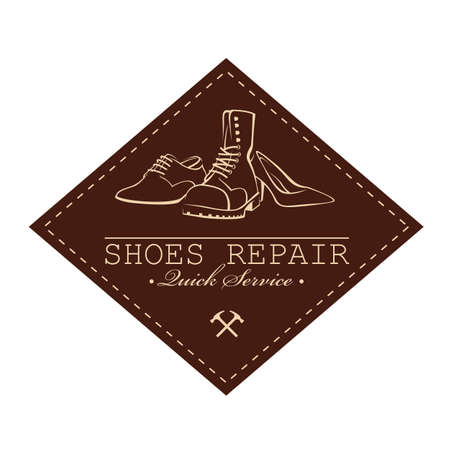 shoe repair workshop emblem isolated on white backgroundのイラスト素材