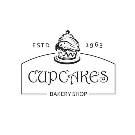 label with cupcake for bakery shop isolated on white backgroundのイラスト素材