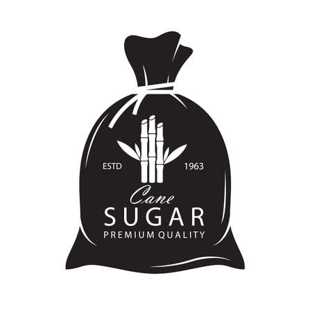 big black knotted sack with cane sugar isolated on white backgroundのイラスト素材