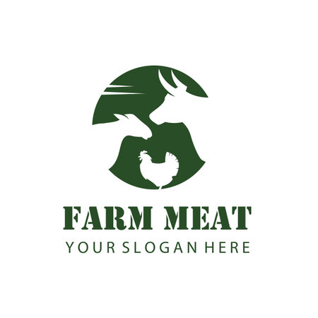 monochrome label of farm animals cow, chicken and sheep isolated on white backgroundのイラスト素材