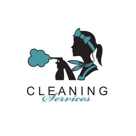 house maid lady for cleaning service design with spray bottle in hand isolated on white backgroundのイラスト素材