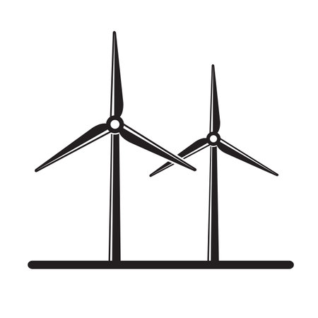 renewable energy icon with wind turbine isolated on white backgroundのイラスト素材