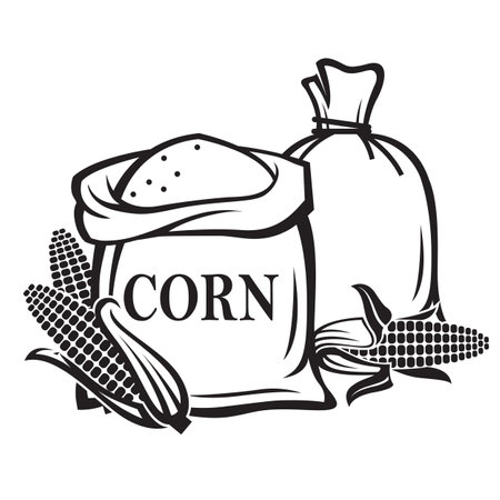 sack with corn isolated on white backgroundのイラスト素材