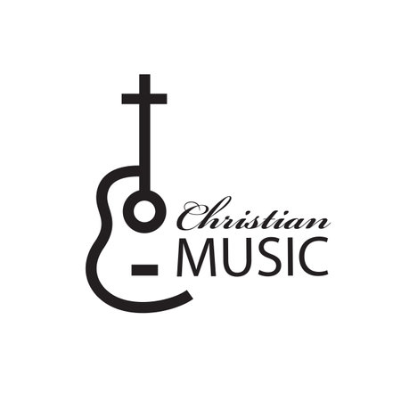 christian music emblem with guitar isolated on white backgroundのイラスト素材