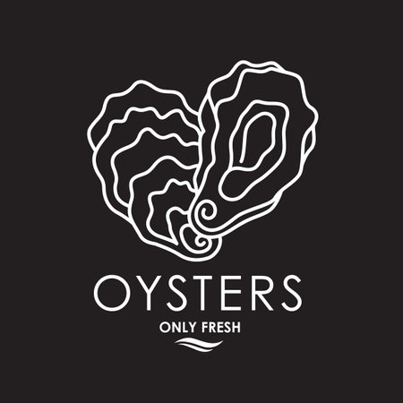 collection of oyster shell isolated on black backgroundのイラスト素材
