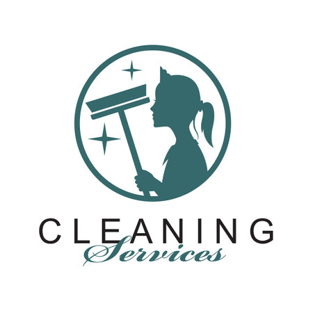 house maid lady for cleaning service design with window glass squeegee in hand isolated on white backgroundのイラスト素材