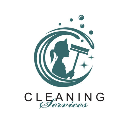 house maid lady for cleaning service design with window glass squeegee in hand isolated on white backgroundのイラスト素材