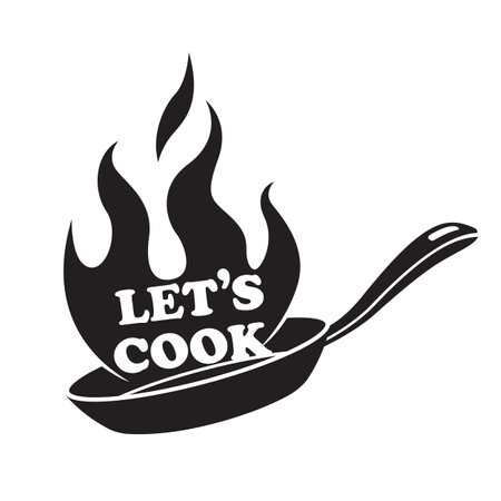 cooking process on pan with fire isolated on white backgroundのイラスト素材