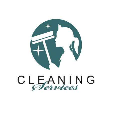 house maid lady for cleaning service design with window glass squeegee in hand isolated on white backgroundのイラスト素材