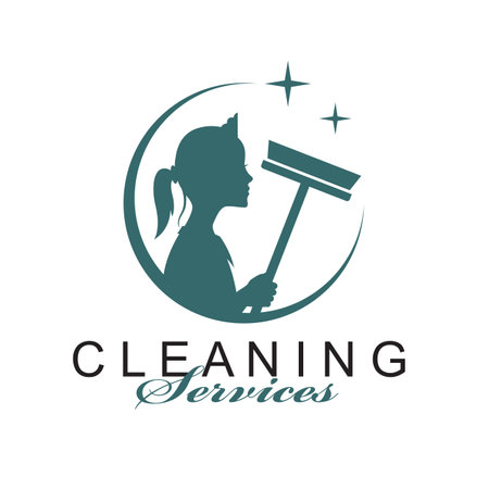 house maid lady for cleaning service design with window glass squeegee in hand isolated on white backgroundのイラスト素材