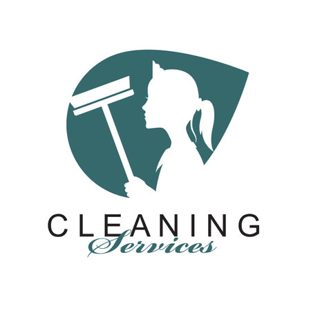 house maid lady for cleaning service design with window glass squeegee in hand isolated on white backgroundのイラスト素材