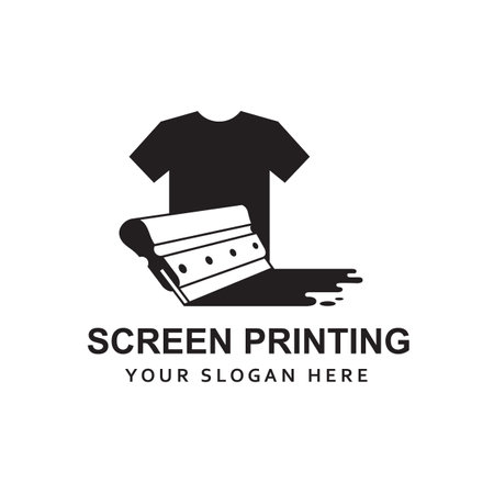 silk screen printing icon with squeegee isolated on white backgroundのイラスト素材