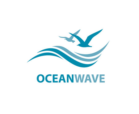 icon of sea waves with seagulls isolated on white backgroundのイラスト素材