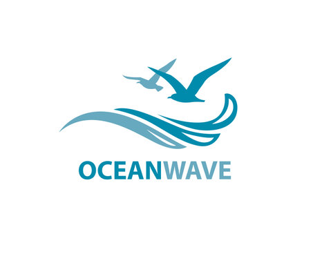 icon of sea waves with seagulls isolated on white backgroundのイラスト素材