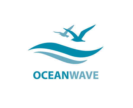 icon of sea waves with seagulls isolated on white backgroundのイラスト素材