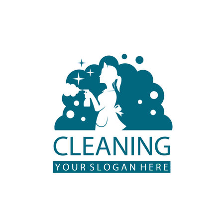 house maid lady for cleaning service design with spray bottle in hand isolated on white backgroundのイラスト素材
