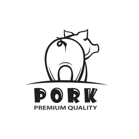 monochrome illustration of pig isolated on white backgroundのイラスト素材