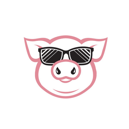 illustration of pig with glasses isolated on white backgroundのイラスト素材