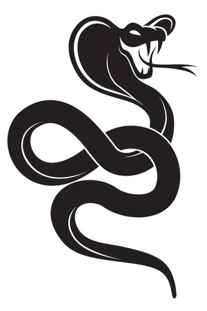 illustration of black cobra isolated on white backgroundのイラスト素材