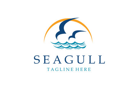 icon of sea waves with seagulls isolated on white backgroundのイラスト素材