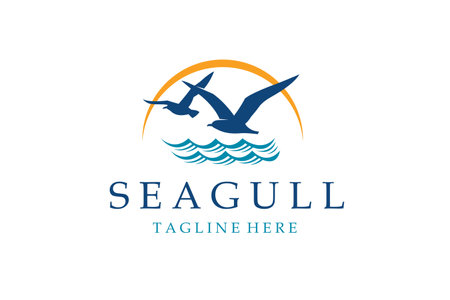 icon of sea waves with seagulls isolated on white backgroundのイラスト素材
