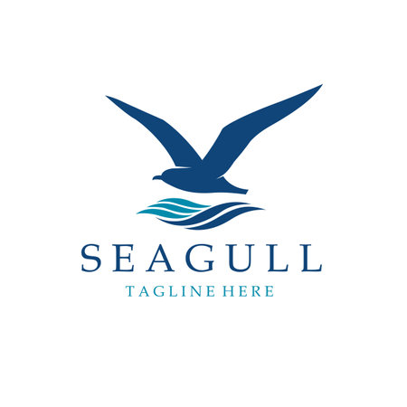 icon of sea waves with seagulls isolated on white backgroundのイラスト素材