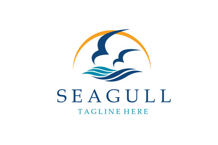 icon of sea waves with seagulls isolated on white backgroundのイラスト素材