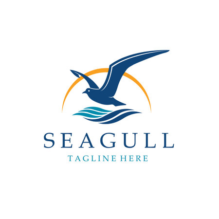 icon of sea waves with seagulls isolated on white backgroundのイラスト素材