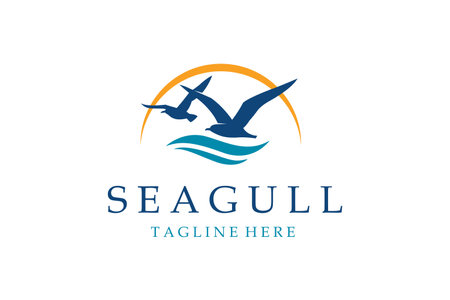 icon of sea waves with seagulls isolated on white backgroundのイラスト素材