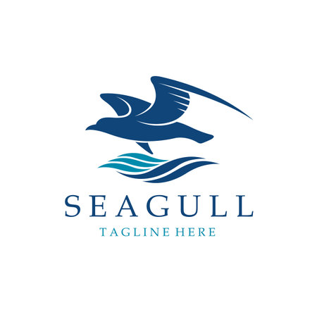 icon of sea waves with seagulls isolated on white backgroundのイラスト素材