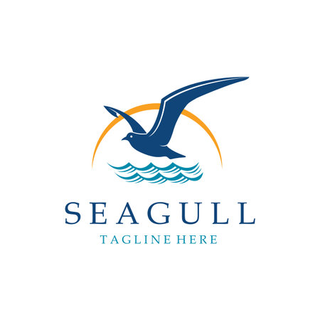 icon of sea waves with seagulls isolated on white backgroundのイラスト素材