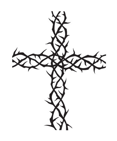 black cross of thorns image isolated on white backgroundのイラスト素材