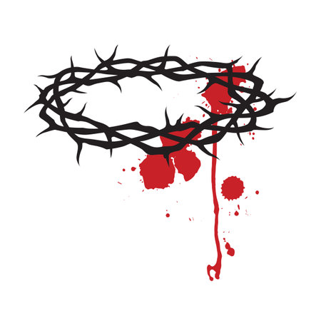 crown of thorns with blood isolated on white backgroundのイラスト素材