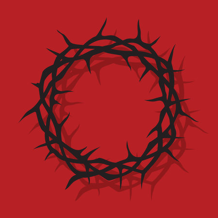black crown of thorns image isolated on red backgroundのイラスト素材