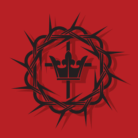 black crown of thorns image isolated on red backgroundのイラスト素材
