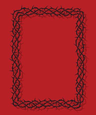 black frame of thorns image isolated on red backgroundのイラスト素材