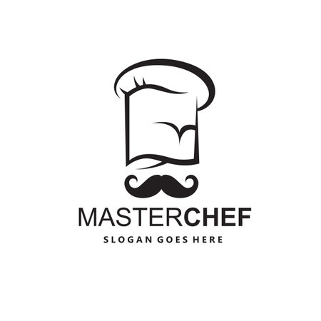 illustration of monochrome mustachioed chef isolated on white backgroundのイラスト素材