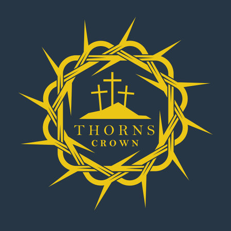 gold crown of thorns image isolated on dark backgroundのイラスト素材