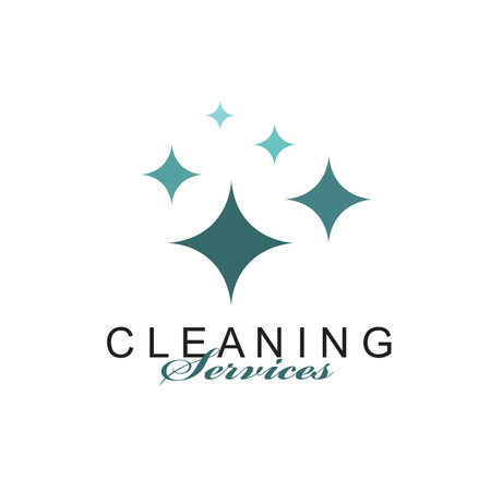 cleaning service design with sparkle stars isolated on white backgroundのイラスト素材