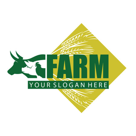 label of farm animals cow, chicken and pig isolated on white backgroundのイラスト素材