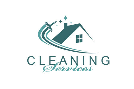 cleaning service design with house and window glass squeegee isolated on white backgroundのイラスト素材