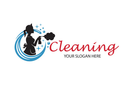 house maid lady for cleaning service design with spray bottle in hand isolated on white backgroundのイラスト素材