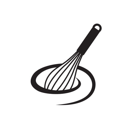 monochrome icon of whisk for mixing isolated on white backgroundのイラスト素材