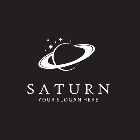 white design of planet saturn with stars isolated on black backgroundのイラスト素材