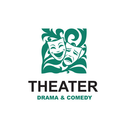 icon of comedy and tragedy theatrical masks isolated on white backgroundのイラスト素材
