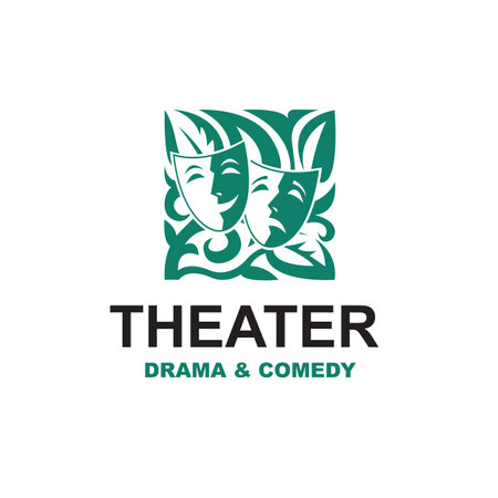 icon of comedy and tragedy theatrical masks isolated on white backgroundのイラスト素材