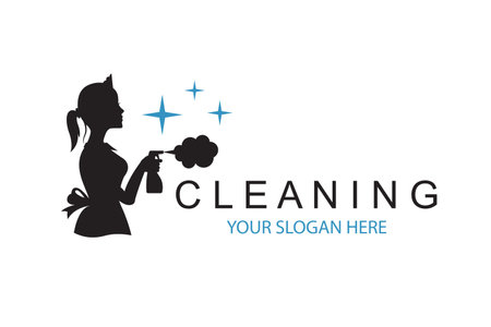 house maid lady for cleaning service design with spray bottle in hand isolated on white backgroundのイラスト素材